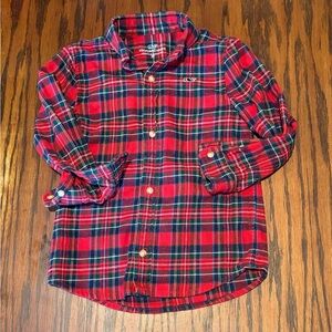 Vineyard Vines Flannel Button Down LS Shirt Boys 3T Red Plaid Tartan Christmas